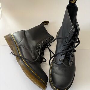 Dr. Martens Black Boots with Yellow Stitching